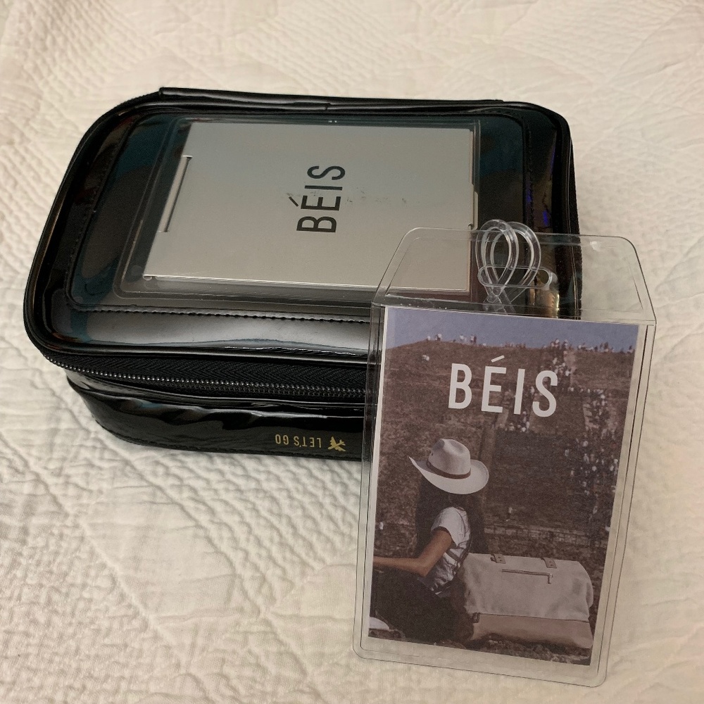 BEIS The Carry On Cosmetic Case in Black Patent